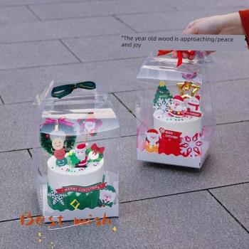 圣誕節蛋糕裝飾擺件手提盒圣誕老人雪人草圈葉子雪花絲帶甜品插件
