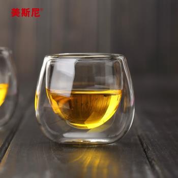 美斯尼加厚耐熱玻璃杯子雙層杯子功夫小茶杯家用品杯品茗杯主人杯