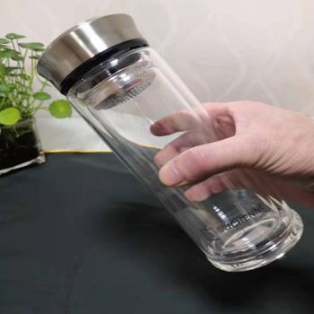 杜氏雙層高硼硅玻璃杯質感水杯馬蹄杯過濾辦公隨手杯耐熱車載茶杯