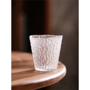高質感冰川紋玻璃水杯家用男士茶杯透明馬克杯子耐高溫單層咖啡杯
