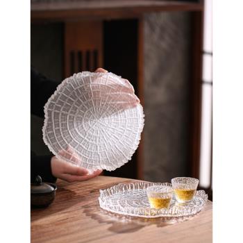 玻璃茶盤小型輕奢現代家用小茶臺日式功夫茶具干泡臺茶杯托盤套裝