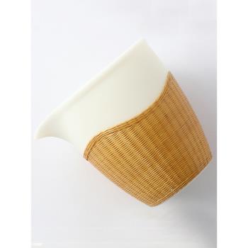 傳統非遺竹絲扣瓷四川手工大肚公道杯瓷胎竹編陶瓷分茶羊脂玉茶杯