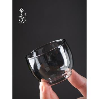 煙灰耐熱透明玻璃小杯子功夫茶杯主人杯家用茶具加厚品茗杯耐高溫