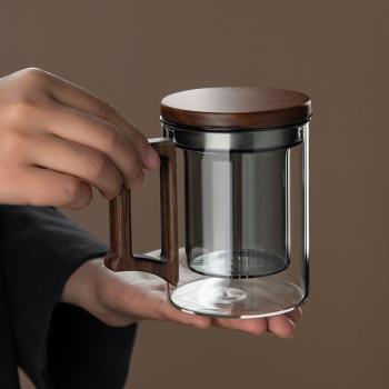 耐高溫玻璃茶杯茶水分離泡茶杯辦公室個人專用水杯過濾茶道杯子