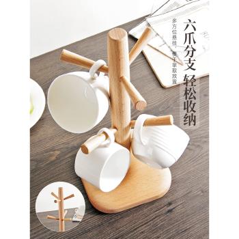 日式櫸木創意家用收納倒掛杯架