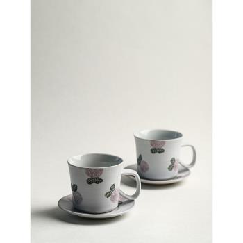 東榮日式粗陶咖啡杯帶碟創意家用陶瓷下午茶杯復古手工拉花拿鐵杯