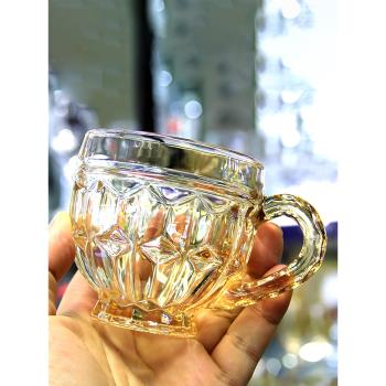 水晶小茶杯玉晶玻璃杯帶把高檔咖啡水杯家用耐高溫杯子套裝酒杯女