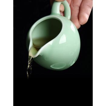 康樂品青瓷功夫茶具 公道杯 套裝小魚杯 整套陶瓷茶杯蓋碗介茶杯