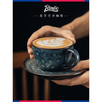 Bincoo陶瓷咖啡杯碟套裝拿鐵拉花杯復古高檔精致下午茶杯家用水杯