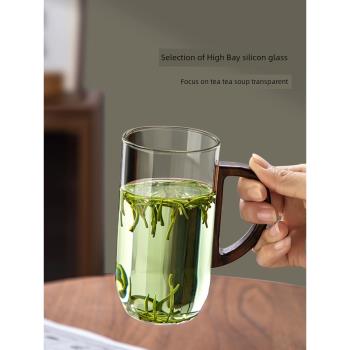 玻璃杯茶杯耐高溫加厚泡茶杯綠茶杯專用家用辦公室帶把手喝水杯子