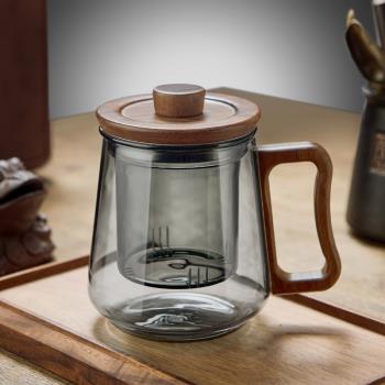 憶壺茶玻璃茶杯耐熱茶水分離泡茶杯家用辦公室男士帶蓋水杯子