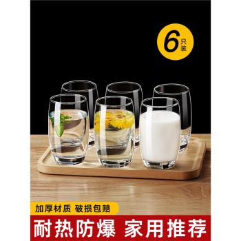 玻璃杯家用耐高溫喝水杯牛奶杯子簡約加厚耐熱客廳泡茶杯待客套裝