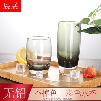 彩色玻璃杯加厚耐高溫高身杯子酒店客房用水杯茶杯奢華簡約透明杯