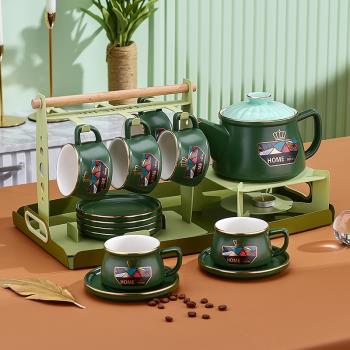 歐式輕奢咖啡具套裝下午茶杯碟子家用金邊陶瓷現代簡約時尚茶餐具