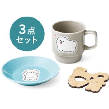 國內新款日式2個日本品牌治愈狗狗茶杯咖啡杯托特杯杯碟杯墊套組