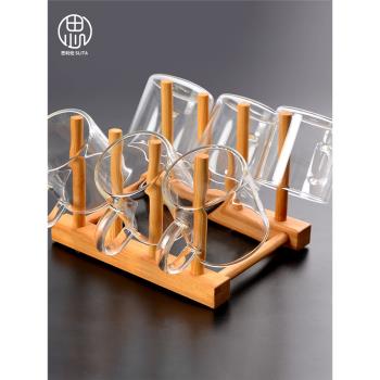 楠竹茶具防塵瀝水倒掛杯架