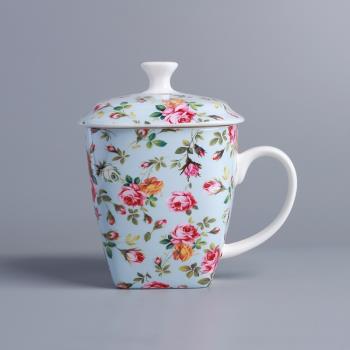 帶蓋骨瓷馬克杯大容量陶瓷茶杯咖啡杯早餐杯牛奶杯水杯家用杯子