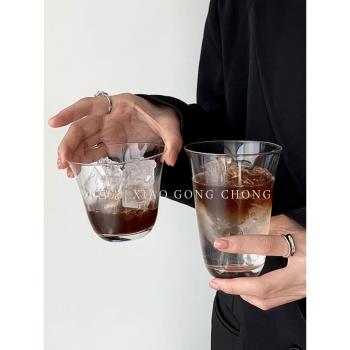 ins風闊口冰美式拿鐵咖啡杯簡約茶杯雞尾酒杯透明玻璃杯冷飲杯子