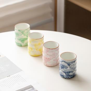玖田燒陶瓷杯子高顏值手繪水杯日式茶杯高級感酒店餐廳果汁飲料杯