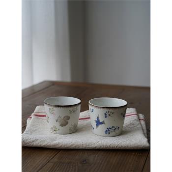 日本進口美濃燒手作陶瓷手握杯隨手杯日式復古可愛茶杯咖啡杯水杯