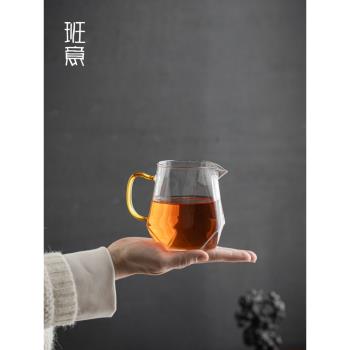 公道杯玻璃公杯茶漏套裝側把分茶器加厚耐熱大容量四方高檔分茶杯