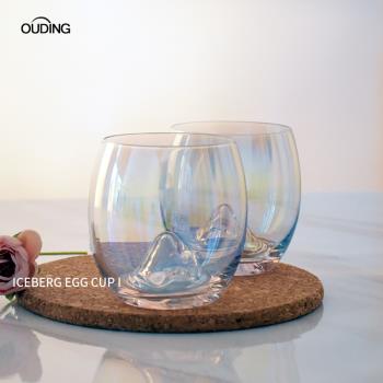 北歐創意手工INS炫彩冰山杯 水晶玻璃杯茶杯紅酒杯玻璃杯威士忌杯