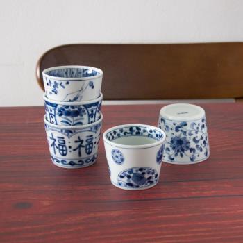 藍凜堂日本原裝進口美濃燒陶瓷茶杯日式家用水杯咖啡杯白瓷杯子