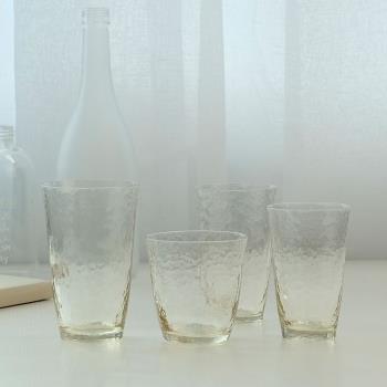 耐熱水晶玻璃綠茶杯日本木錘紋水杯家用進口日式圓形透明玻璃杯
