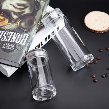 諾巖玻璃杯家用便攜泡茶杯男女士耐高溫水杯子大容量加厚透明簡約