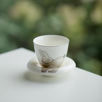 好事成兔初晴平安杯家用創意陶瓷茶杯可愛兔子主人杯喝茶杯