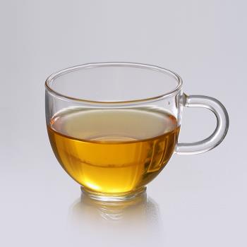 透明耐熱加厚玻璃小茶杯帶把杯功夫茶具主人杯耳杯茶碗家用品茗杯