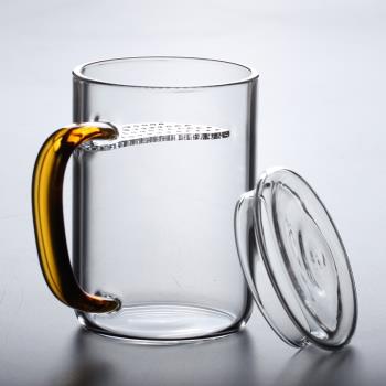 耐熱綠茶杯 過濾茶杯玻璃杯家用水杯子帶把茶水分離月牙泡茶杯