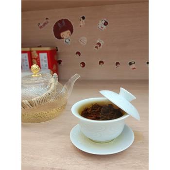 景德鎮影雕青瓷三才蓋碗茶杯功夫茶碗單個不燙手陶瓷泡茶蓋碗茶具