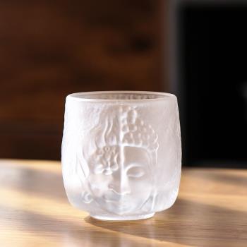 一念杯水晶玻璃茶杯冰凍燒茶盞杯主人杯禪意杯琉璃家用功夫茶水杯