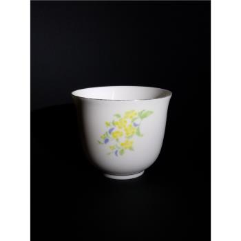 彩繪陶瓷茶杯主人杯手工花草紋日本進口手捏柴燒柴窯茶具茶道鎏金