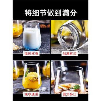 玻璃杯家用女果汁高顏值水杯耐熱透明茶杯飲料酒杯網紅ins風杯子