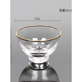 日式錘紋玻璃品茗杯透明杯功夫茶具套裝家用主人小茶杯茶碗