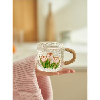 肆月 水杯女生家用喝水玻璃杯泡茶杯個人專用仙女杯高顏值杯子ins