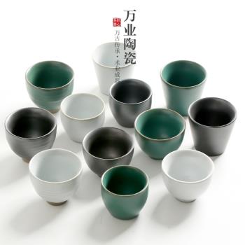 粗陶茶杯單杯茶道主人杯陶瓷品茗杯日式創意復古功夫小茶杯茶具