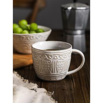肆月 高顏值復古陶瓷馬克杯手繪ins風茶杯家用小眾咖啡杯子高級感