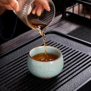汝窯茶杯主人杯喝茶杯男款高端個人專用茶具陶瓷冰裂紋杯功夫單杯