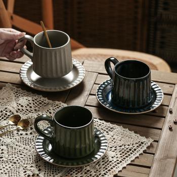 日式復古粗陶馬克杯小眾陶瓷辦公室咖啡杯家用創意茶杯豎紋泡茶杯