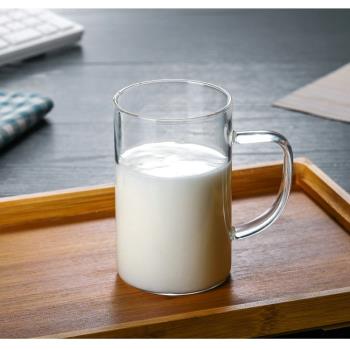 耐熱高硼硅玻璃杯微波爐牛奶杯家用花茶杯 帶把水杯 辦公室綠茶杯
