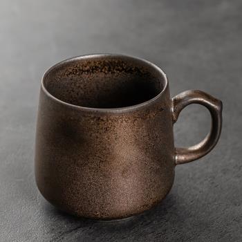 日式陶瓷馬克杯辦公室喝茶杯創意鎏金秞帶把大水杯家用杯子咖啡杯