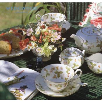Wedgwood威基伍德野草莓骨瓷2杯2碟2勺 茶杯咖啡杯歐式下午茶杯碟