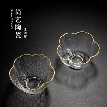 日本錘目紋手工金邊水晶玻璃品茗茶杯耐熱功夫茶具主人杯單杯茶碗