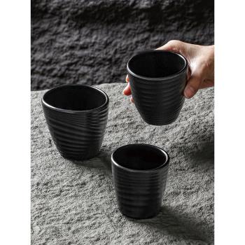 祥源美密胺杯仿瓷水杯磨砂塑料茶杯黑色日式餐廳火鍋耐摔杯子商用