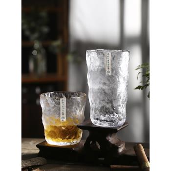 日式高顏值玻璃冰川杯ins風家用網紅創意茶杯洋酒杯子威士忌酒杯