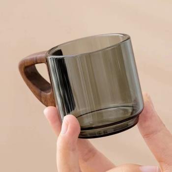 玻璃小茶杯簡約家用主人單杯個人綠茶帶把品茗杯酒杯功夫茶水杯子