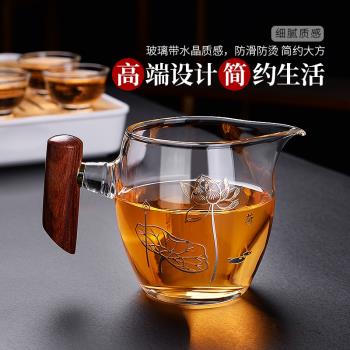 加厚木把泡茶杯套裝高硼矽玻璃